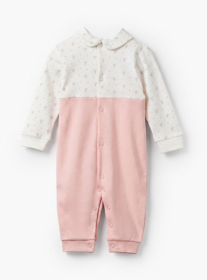 Giggles Supima Cotton Collared Long Sleeves Sleepsuit with Floral Print-baby-girls-clothing-nightwear-sleepsuits-image-3