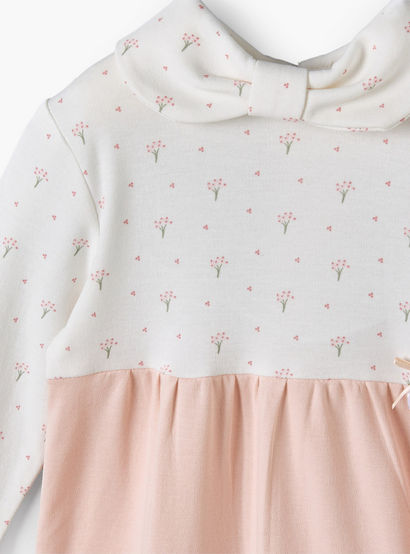 Giggles Supima Cotton Collared Long Sleeves Sleepsuit with Floral Print-baby-girls-clothing-nightwear-sleepsuits-image-4