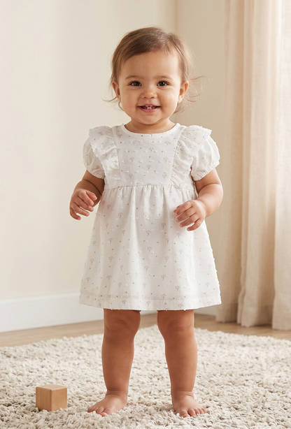 Giggles Round Neck Short Sleeves Knee Length Dress with Botanical Print-undefined-image-1