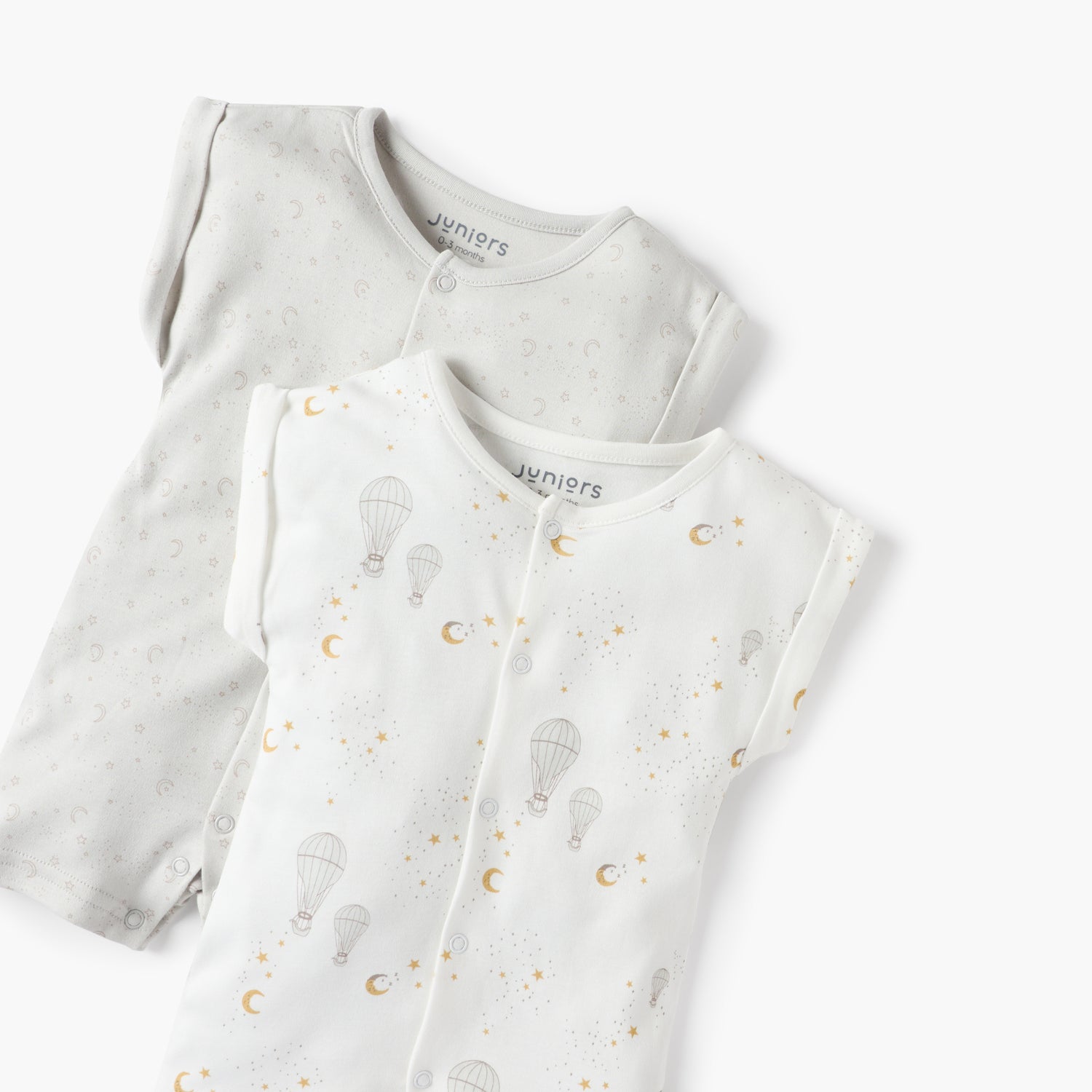 Juniors Moon and Stars Print Short Sleeves Romper - Set of 2