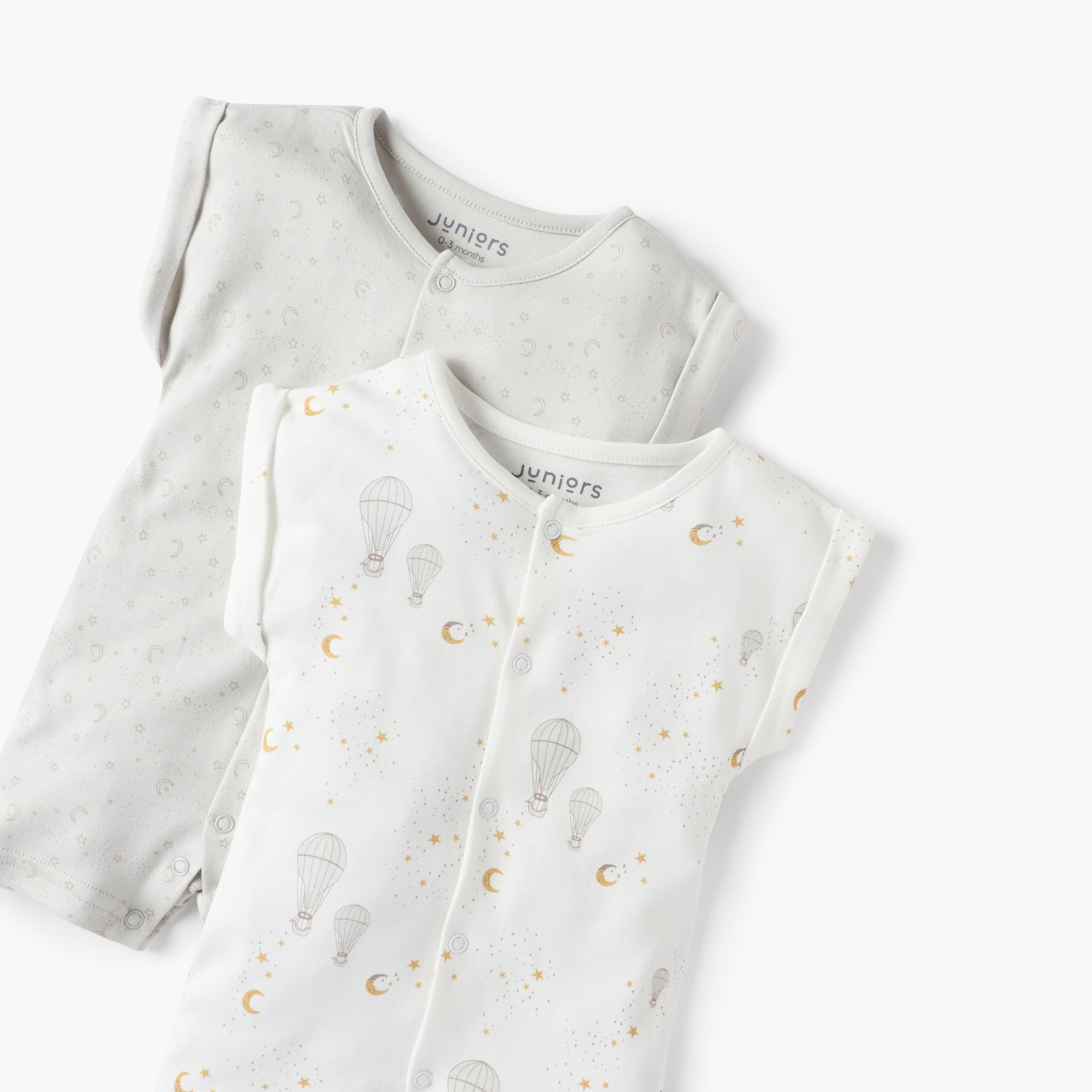 Juniors Moon and Stars Print Short Sleeves Romper - Set of 2