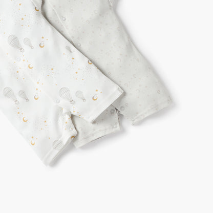 Juniors Moon and Stars Print Short Sleeves Romper - Set of 2