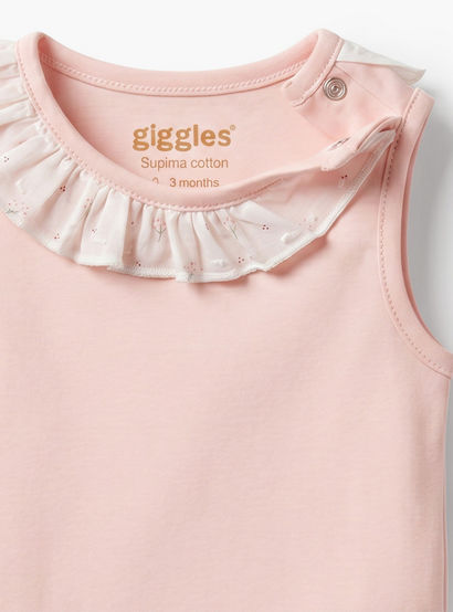 Giggles Supima Cotton Round Neck Sleeveless Bodysuit with Ruffle Detail-baby-girls-clothing-bodysuits-image-4