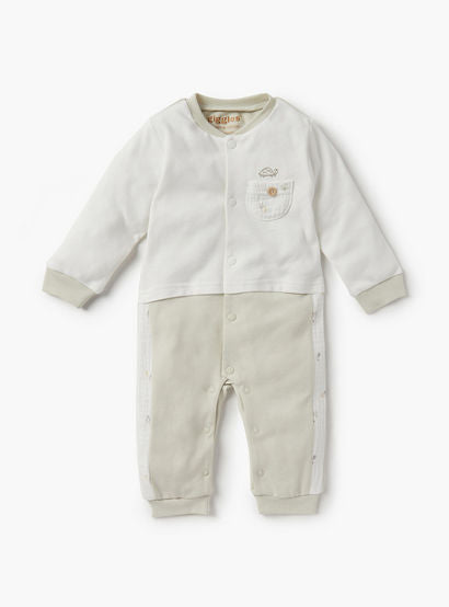 Giggles Colourblock Sleepsuit with Round Neck and Long Sleeves-baby-boys-clothing-nightwear-sleepsuits-image-1