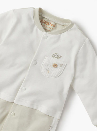 Giggles Colourblock Sleepsuit with Round Neck and Long Sleeves-baby-boys-clothing-nightwear-sleepsuits-image-3