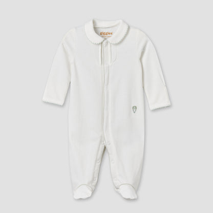 Giggles Cotton Collared Long Sleeves Sleepsuit with Textured Design