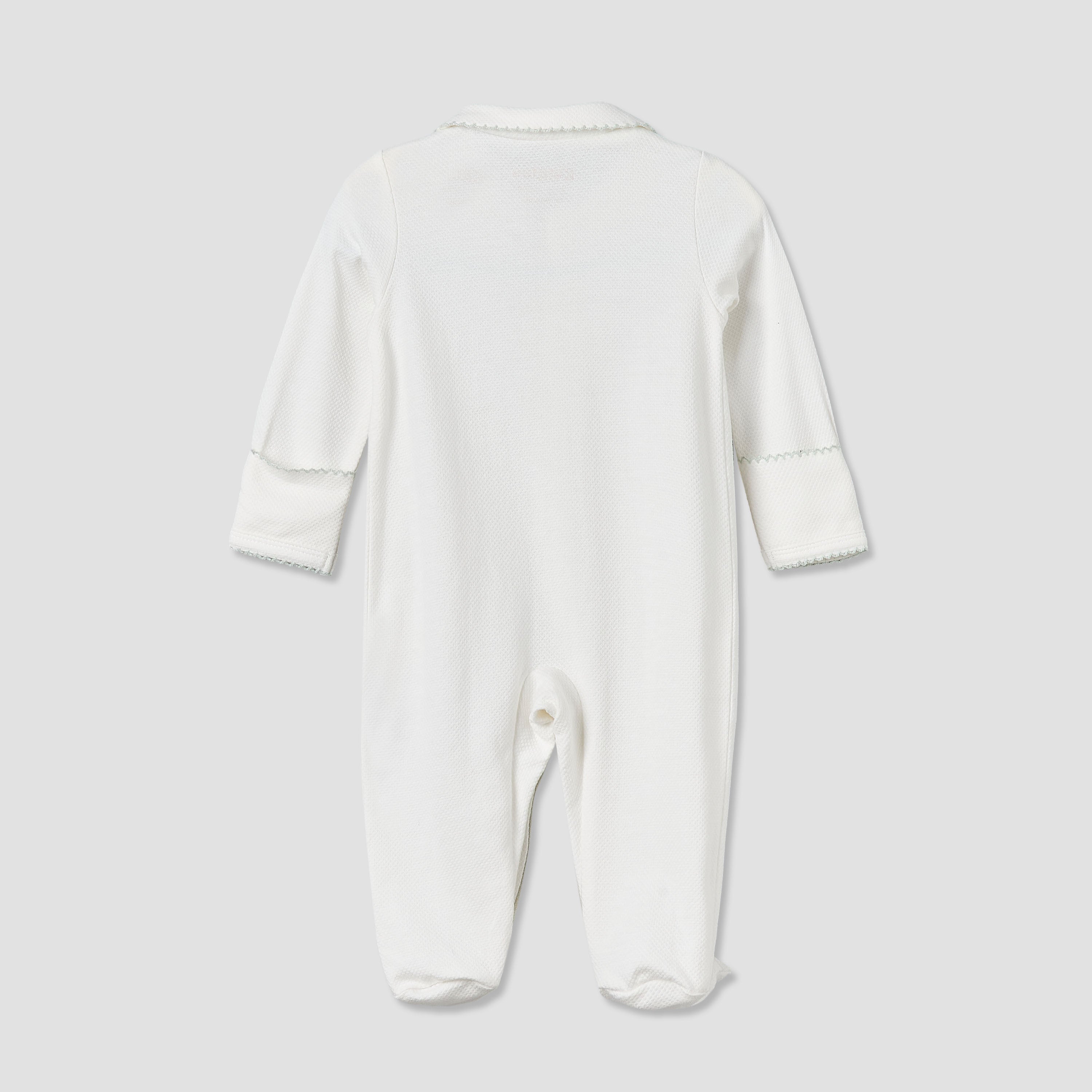 Giggles Cotton Collared Long Sleeves Sleepsuit with Textured Design