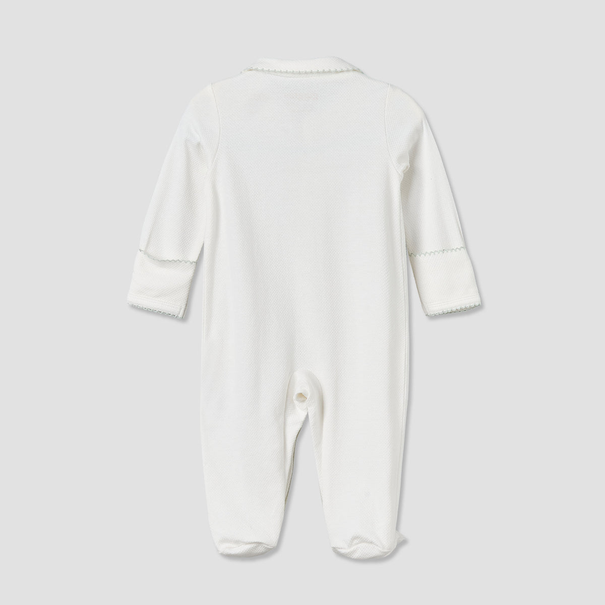 Giggles Cotton Collared Long Sleeves Sleepsuit with Textured Design