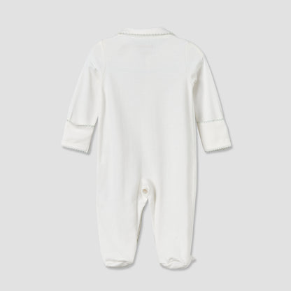 Giggles Cotton Collared Long Sleeves Sleepsuit with Textured Design
