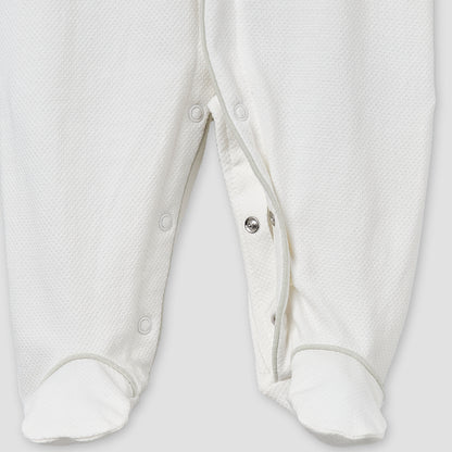 Giggles Cotton Collared Long Sleeves Sleepsuit with Textured Design