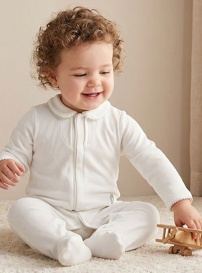 Giggles Cotton Collared Long Sleeves Sleepsuit with Textured Design-baby-girls-clothing-nightwear-sleepsuits-image-1