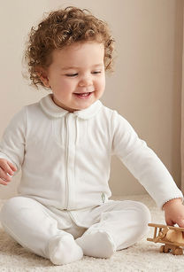 Giggles Cotton Collared Long Sleeves Sleepsuit with Textured Design-undefined-image-1