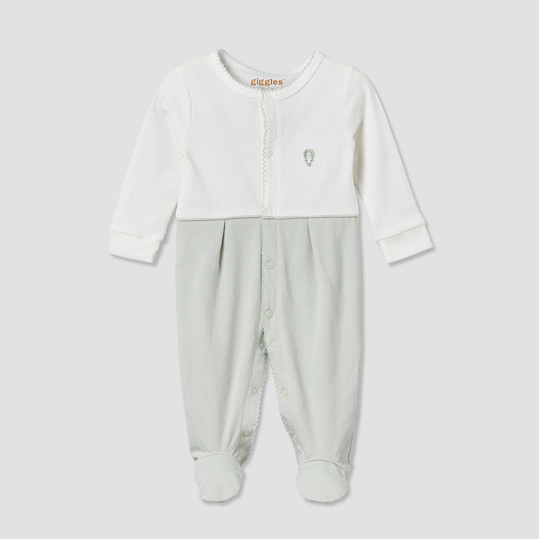 Giggles Cotton Round Neck Long Sleeve Sleepsuit with Snap Button Closure