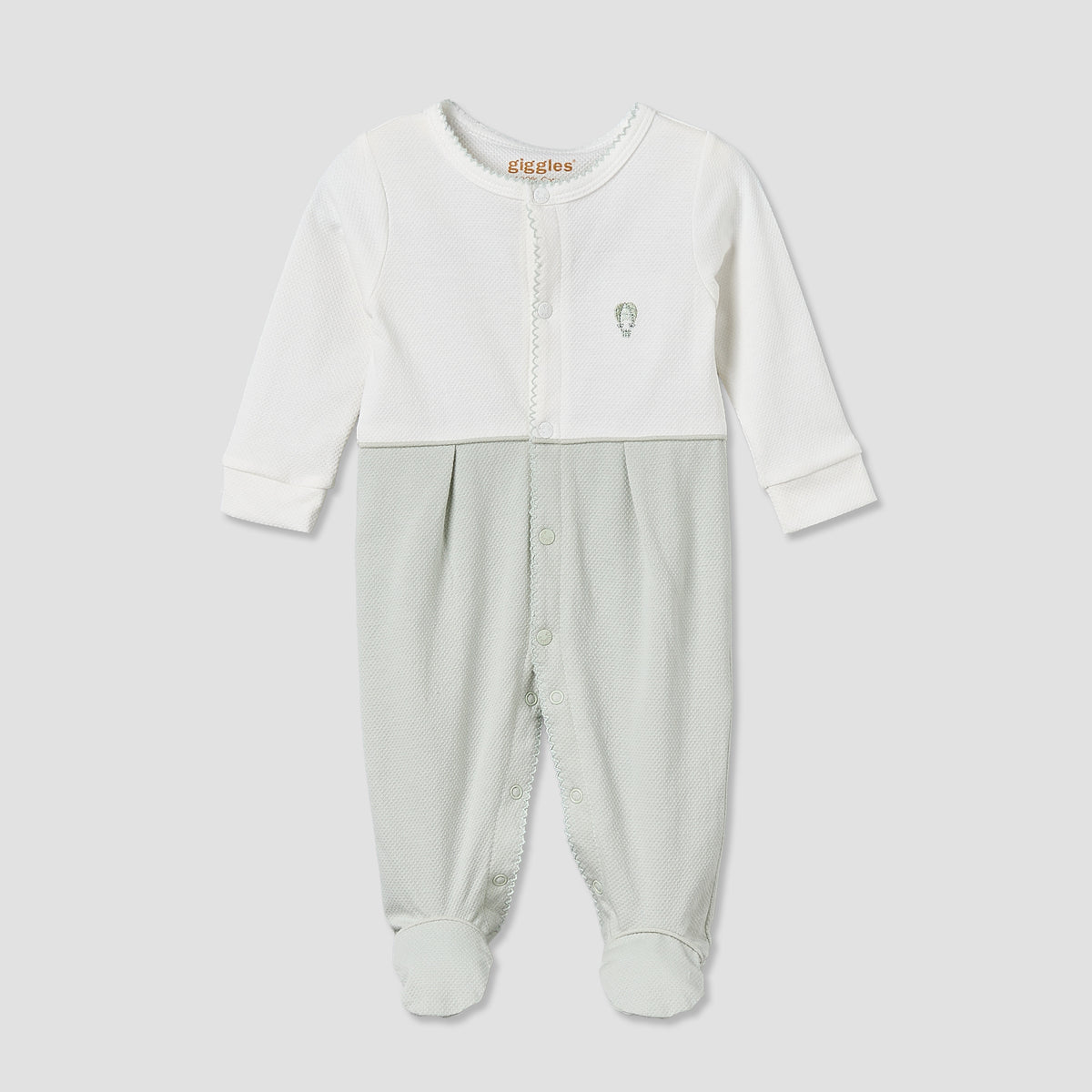 Giggles Cotton Round Neck Long Sleeve Sleepsuit with Snap Button Closure