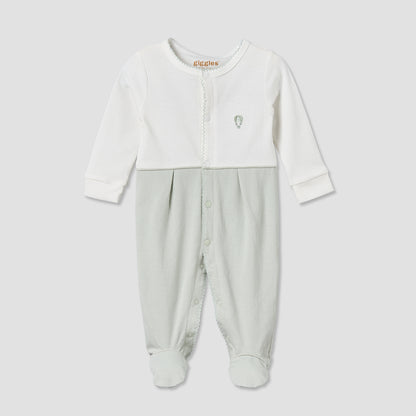 Giggles Cotton Round Neck Long Sleeve Sleepsuit with Snap Button Closure