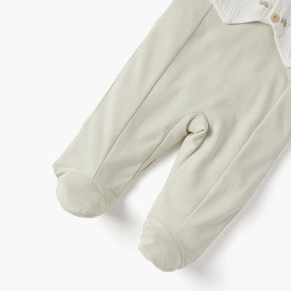 Giggles Solid Closed Feet Sleepsuit with Collar and Waistcoat