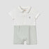 Giggles Collared Short Sleeve Romper with Snap Button Closure