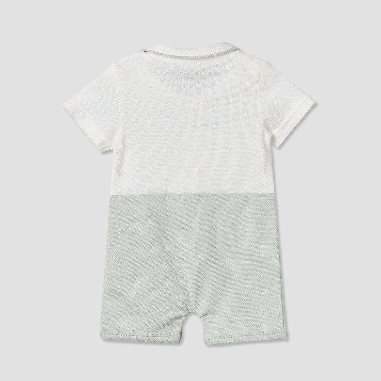 Giggles Collared Short Sleeve Romper with Snap Button Closure