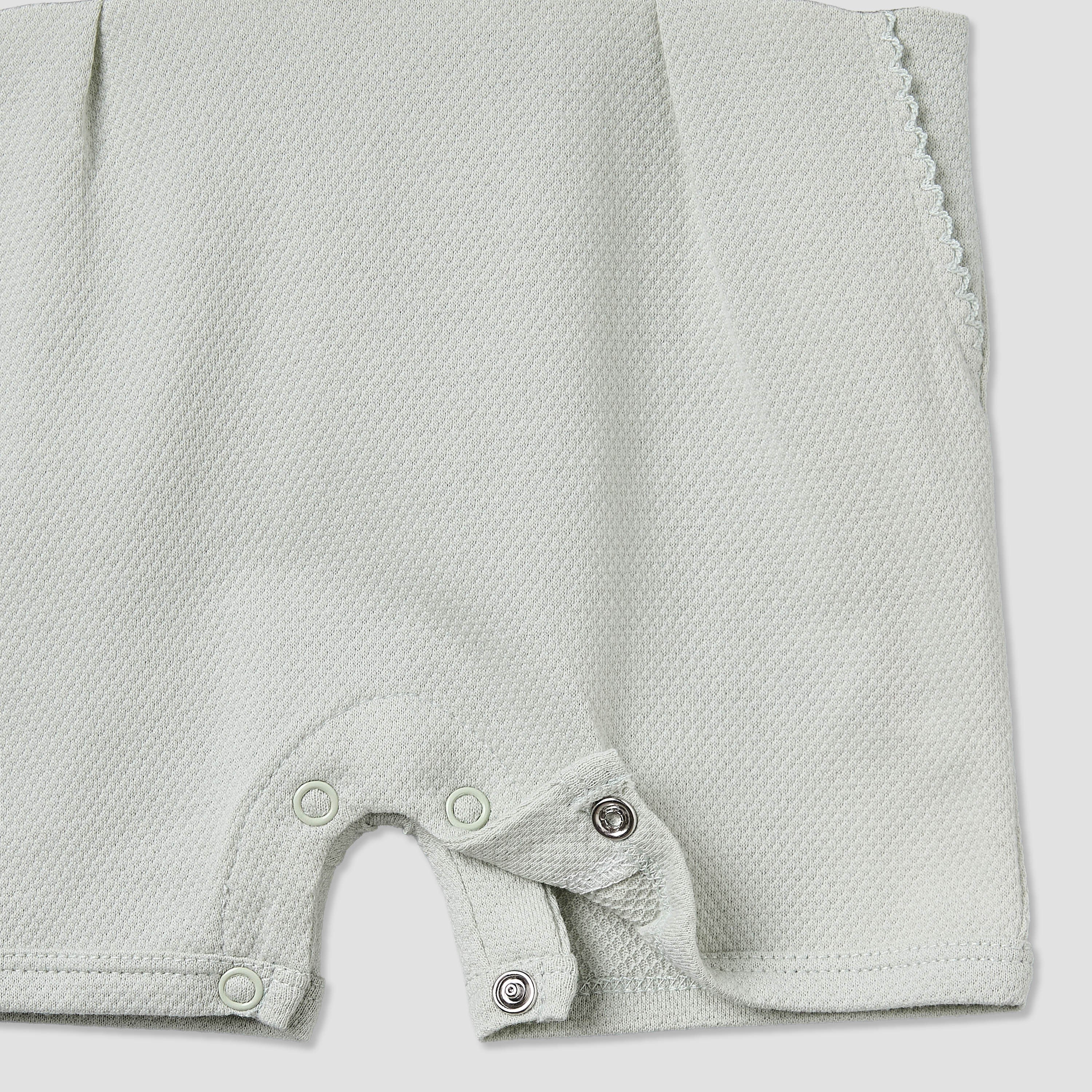 Giggles Collared Short Sleeve Romper with Snap Button Closure