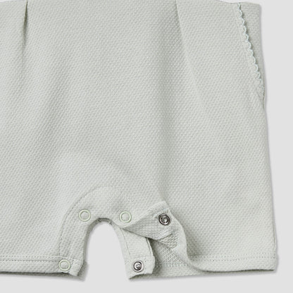Giggles Collared Short Sleeve Romper with Snap Button Closure