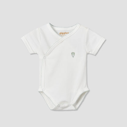 Giggles V- Neck Short Sleeves Bodysuit with Textured Pattern