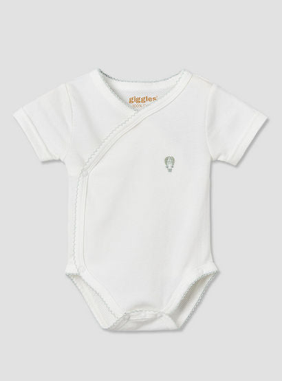 Giggles V- Neck Short Sleeves Bodysuit with Textured Pattern-baby-boys-clothing-bodysuits-image-2