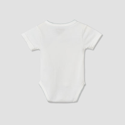 Giggles V- Neck Short Sleeves Bodysuit with Textured Pattern