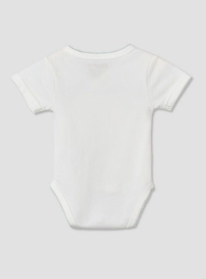 Giggles V- Neck Short Sleeves Bodysuit with Textured Pattern-baby-boys-clothing-bodysuits-image-3