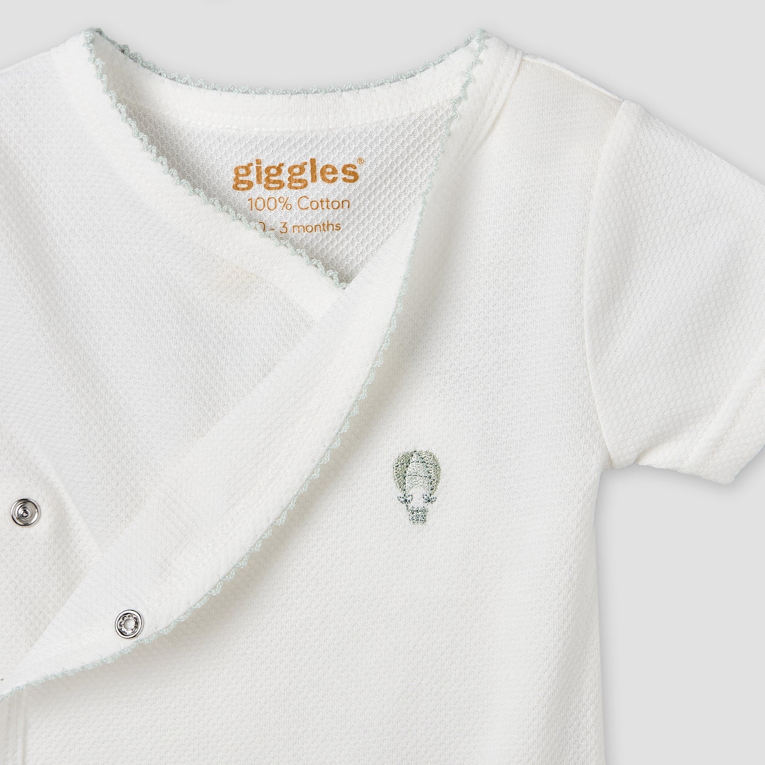 Giggles V- Neck Short Sleeves Bodysuit with Textured Pattern