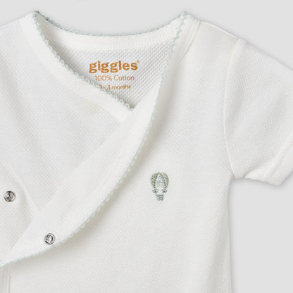 Giggles V- Neck Short Sleeves Bodysuit with Textured Pattern