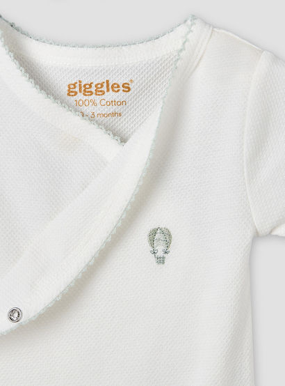 Giggles V- Neck Short Sleeves Bodysuit with Textured Pattern-baby-boys-clothing-bodysuits-image-4