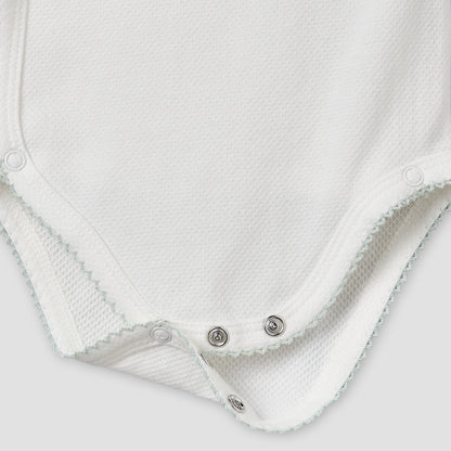 Giggles V- Neck Short Sleeves Bodysuit with Textured Pattern