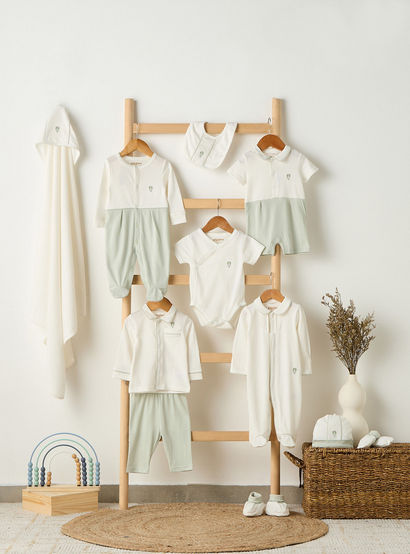 Giggles V- Neck Short Sleeves Bodysuit with Textured Pattern-baby-boys-clothing-bodysuits-image-6