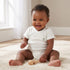 Giggles V- Neck Short Sleeves Bodysuit with Textured Pattern - White / 12-18 mths