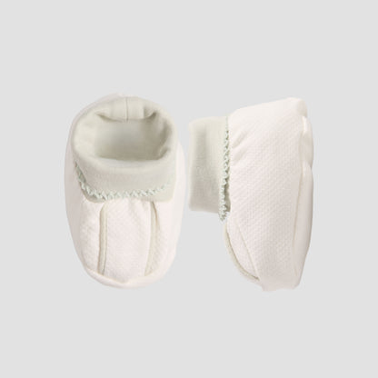 Giggles Booties with Cuff, Textured Pattern - Cream / 0-6 mths