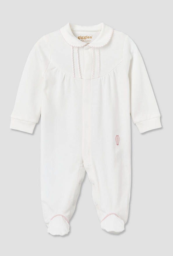 Giggles Cotton Collared Long Sleeves Sleepsuit with Snap Button Closure