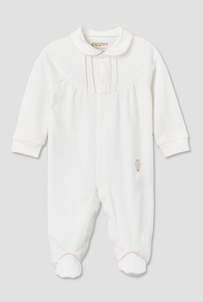 Giggles Cotton Collared Long Sleeves Sleepsuit with Snap Button Closure