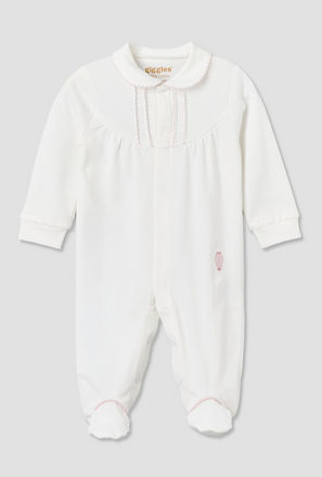 Giggles Cotton Collared Long Sleeves Sleepsuit with Snap Button Closure