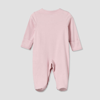 Giggles Cotton Round Neck Long Sleeves Sleepsuit with Snap Button Closure
