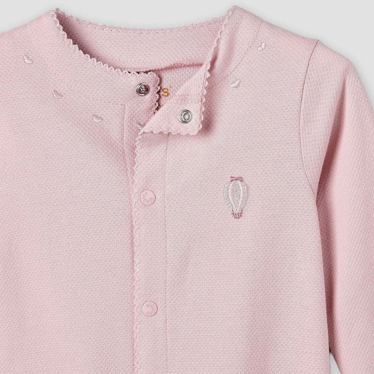 Giggles Cotton Round Neck Long Sleeves Sleepsuit with Snap Button Closure