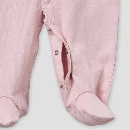 Giggles Cotton Round Neck Long Sleeves Sleepsuit with Snap Button Closure