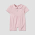 Giggles Peter Pan Collar Short Sleeves Romper with Snap Button Closure - Pink / 12-18 mths