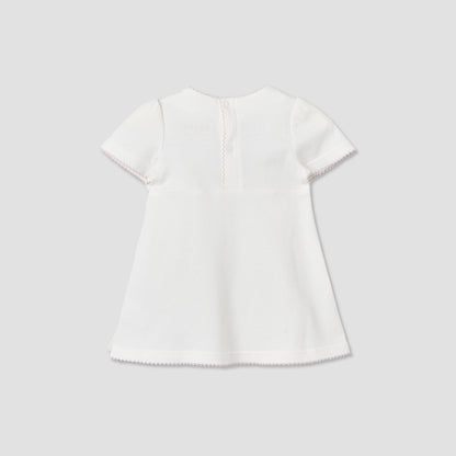 Giggles Round Neck Short Sleeves Knee-Length Dress with Hot Air Balloon Embroidery