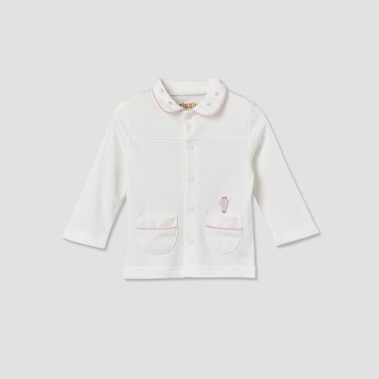 Giggles Cotton Collared Long Sleeves Pyjama Set with Textured Pattern