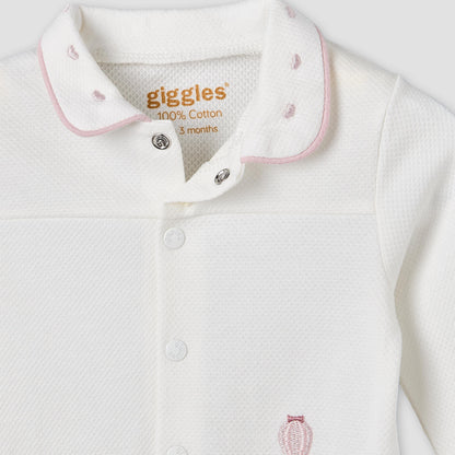 Giggles Cotton Collared Long Sleeves Pyjama Set with Textured Pattern