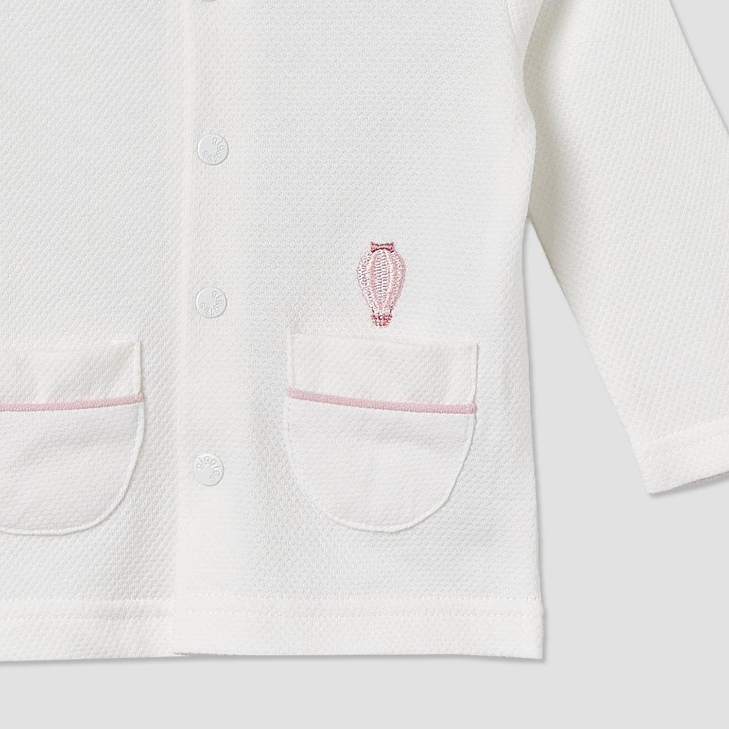 Giggles Cotton Collared Long Sleeves Pyjama Set with Textured Pattern