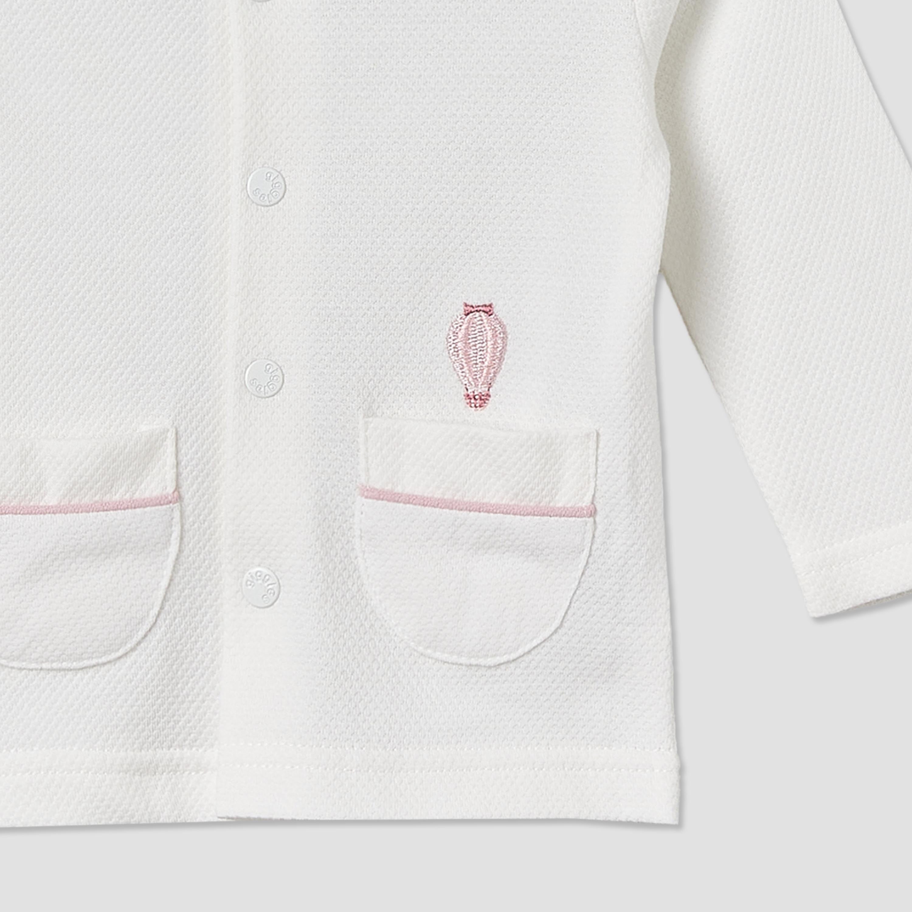 Giggles Cotton Collared Long Sleeves Pyjama Set with Textured Pattern