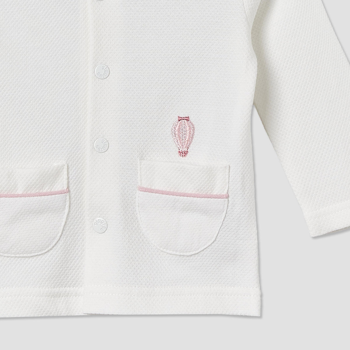Giggles Cotton Collared Long Sleeves Pyjama Set with Textured Pattern