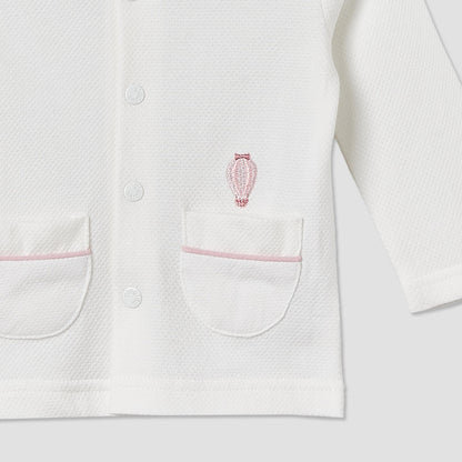 Giggles Cotton Collared Long Sleeves Pyjama Set with Textured Pattern