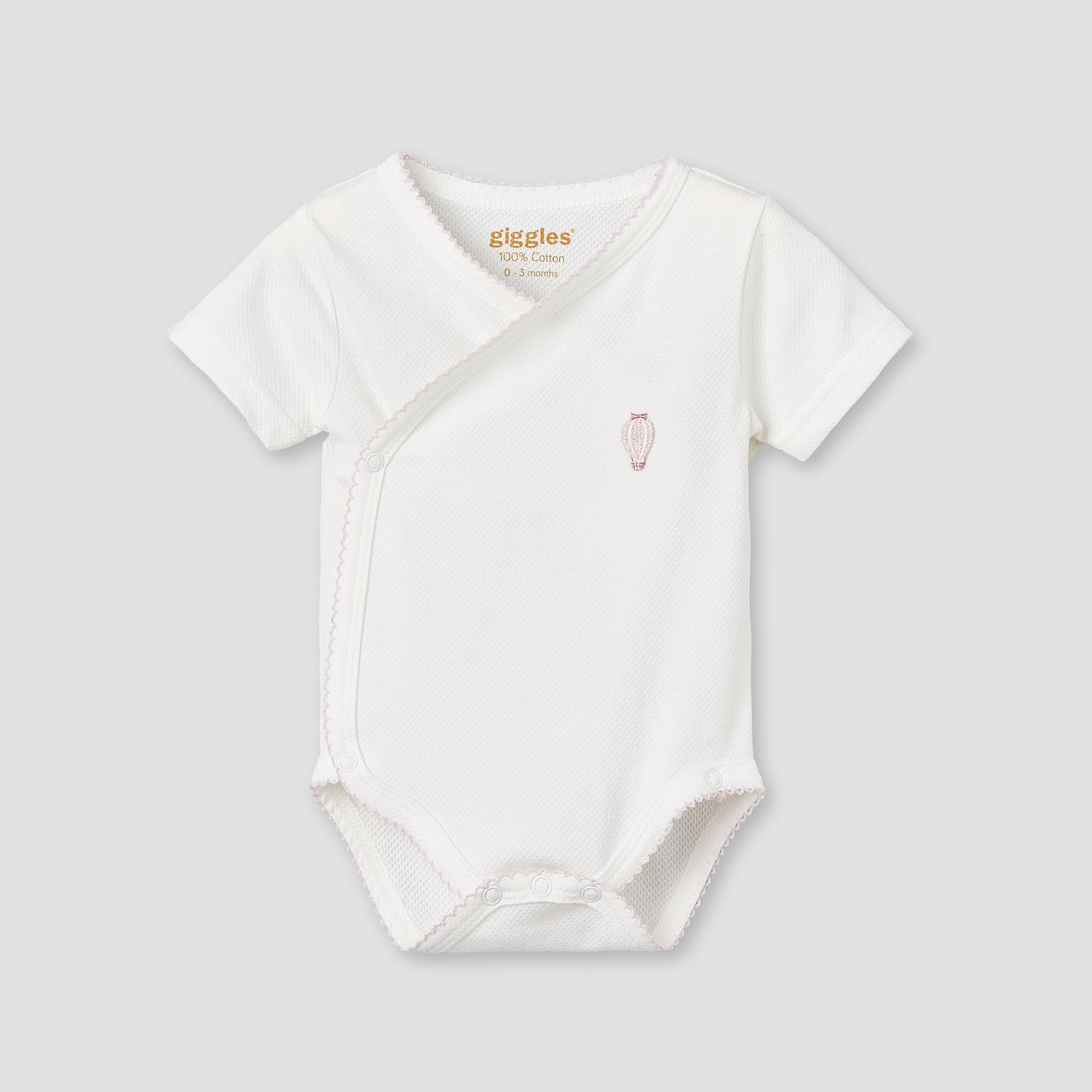 Giggles Cotton V-neck Short Sleeves Bodysuit with Textured Pattern